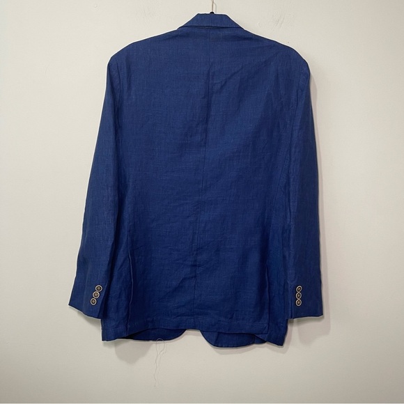 Manuel Ritz Men’s Blue 100% Linen Blend Blazer in 40R Tailored Two Button Jacket - Picture 7 of 11